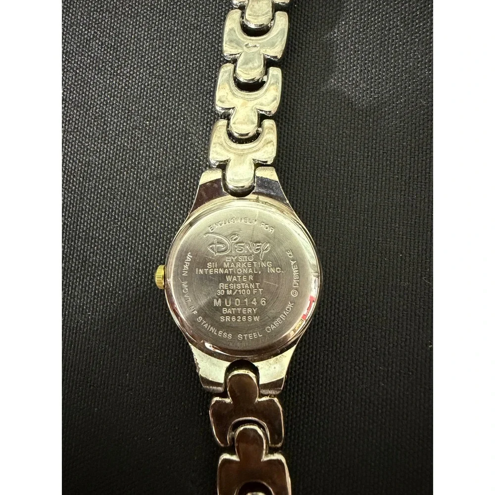 Disney Tinker Bell Watch MU0146 Silver Gold‎ Two-Tone Rhinestone Bezel Blue Dial